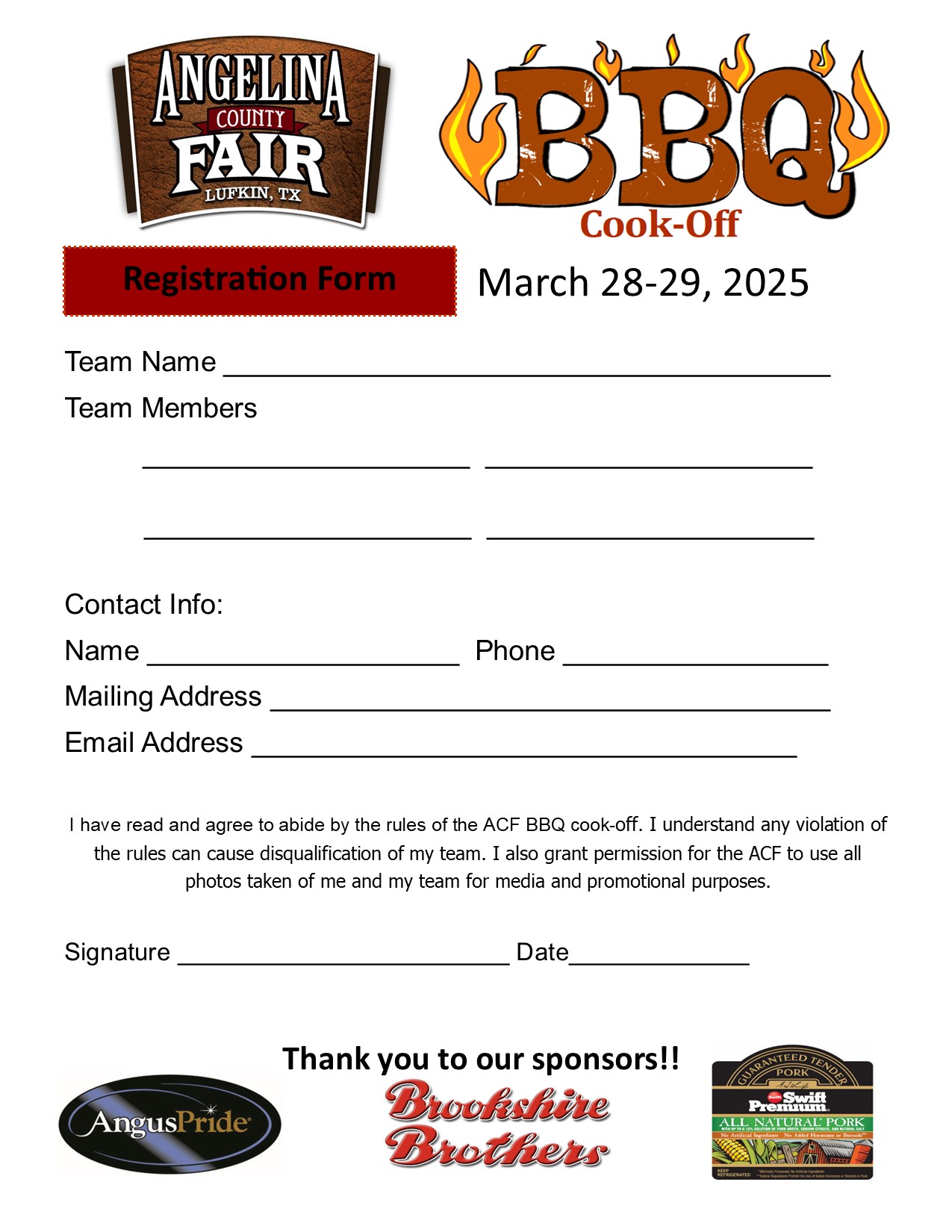 BBQ cookoff registration form